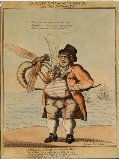 En hveps, der boltrer sig, 1813 (håndfarvet radering) af American School