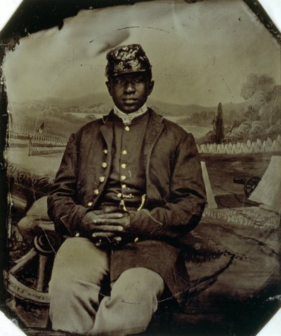 Abraham F. Brown, fra 54. Massachusetts Infantry, ca. 1863 (tintype) af American School