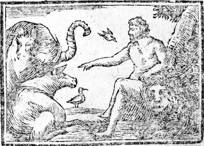 Adam navngiver dyrene, illustration fra An Abridgement of the History of the Holy Bible, udgivet 1794 af American School