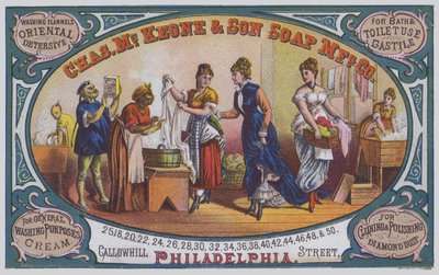 Annonce for Charles McKeone & Son Soap Manufacturing Company, Philadelphia, Pennsylvania, USA (farve litho) af American School