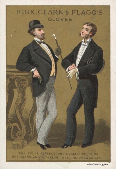 Annonce for Fisk, Clark & Faggs handsker (chromolitho) af American School