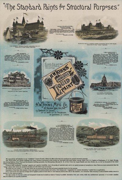 Advertisement for H W Johns asbestos liquid paintsdani af American School
