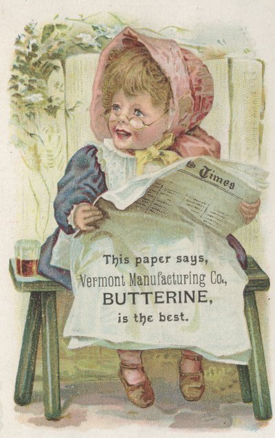 Annonce for Vermont Manufacturing Co. Butterine, ca. 1880 af American School