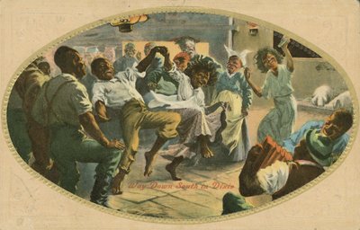 Afroamerikansk dans i Dixie (farve litho) af American School