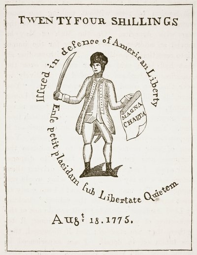 American Bill of Credit, 1775, illustration fra Cassells Illustrated History of England (sepiafoto) af American School