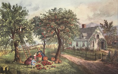 American Homestead - efterår, udg. 1869, Currier & Ives af American School