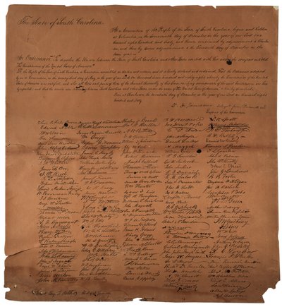 En forordning om at opløse Unionen mellem staten South Carolina, 20. december 1860, trykt 1861 af American School