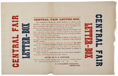 Bekendtgørelse for de centrale messebrevkasser, c.1864 af American School