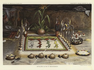 Antilope-alteret i Mishongnovi (farvelitografi) af American School