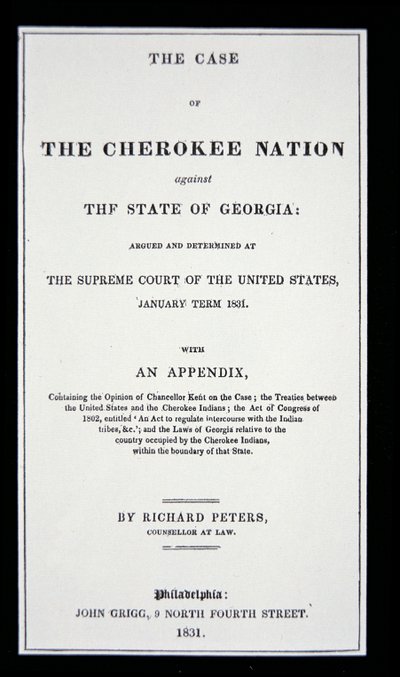 Anti-fjernelseskanal, af Cherokee Nation, som svar på den tvungne fjernelse af indianere fra deres hjemland af American School