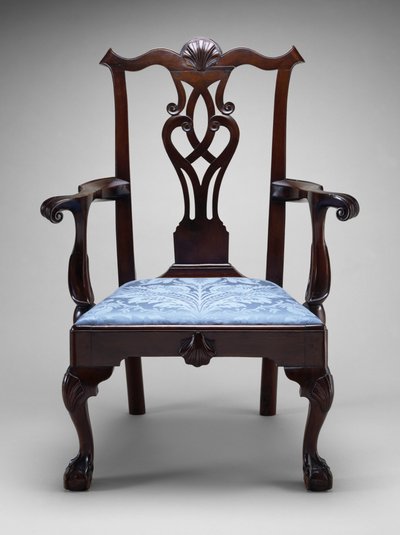 Lænestol, ca. 1760-1790 (sort valnød; sydlig gul fyr) af American School