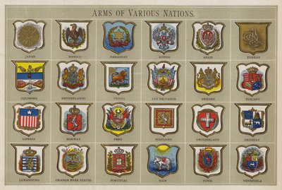 Arms of Various Nations (farve litho) af American School