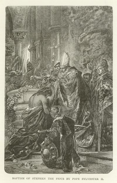 Dåb af Stefanus den fromme af pave Sylvester II af American School