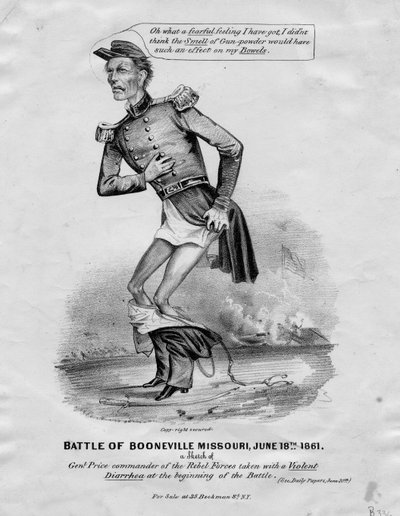 Slaget ved Boonville, Missouri, 18. juni 1861: en skitse af genl. Pris taget med en voldsom diarré i begyndelsen af slaget, udgivet i New York, 1861 af American School