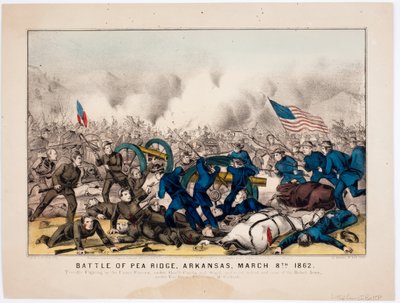 Battle of Pea Ridge, Arkansas, 8. marts 1862, pub. af Currier & Ives, 1862 af American School