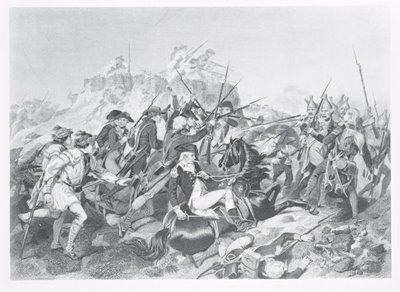 Slaget ved Saratoga - General Arnold såret i angrebet på Hessian Redoubt, 17. oktober 1777 af American School