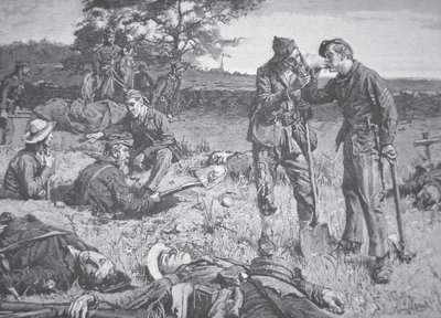 Mellem linjerne under en våbenhvile (litografi) af American School