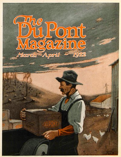Boring Machines and Explosives Twin Helpers, forside af DuPont Magazine, marts-april 1922 af American School