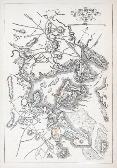 Boston og omegn i 1775 og 1776 (litho) af American School