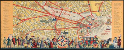 Boston er en browsing-by: hvad du skal se, og hvordan du kan nyde dit besøg, ca. 1935-45 (farve litho) af American School