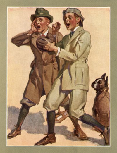 Drenge spiller street baseball i 1920