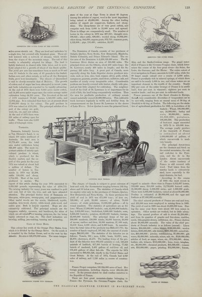 Brasiliansk silkeormsudstilling i Machinery Hall, Centennial Exposition, Philadelphia, Pennsylvania, USA af American School
