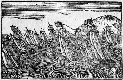 Brilliant Naval Victory, bredsideillustration af American School