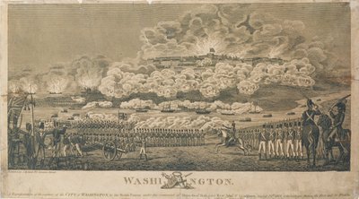 Afbrænding af Washington af briterne, 24. august 1814, udgivet af I. Ryland af American School