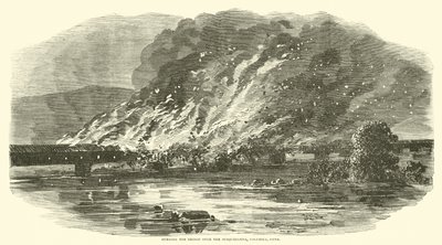Afbrænding af broen over Susquehanna, Columbia, Penn, juni 1863 af American School