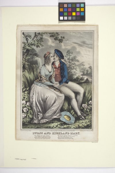 Burns And Highland Mary (håndfarvet litografi) af American School