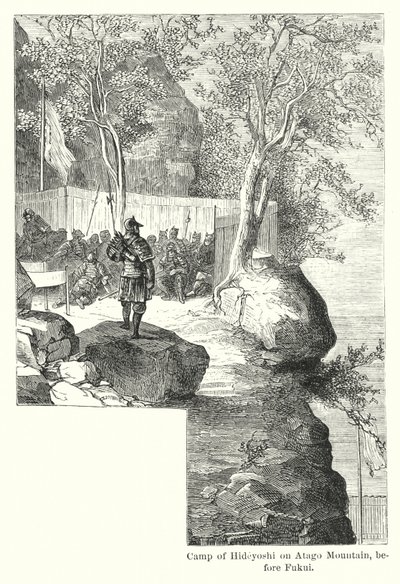 Hideyoshi-lejren på Atago-bjerget, før Fukui (gravering) af American School