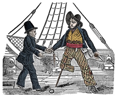 Kaptajn Mackra og piraten har træben Indgravering fra "The Pirates Own Book"" 1800-tallet af American School