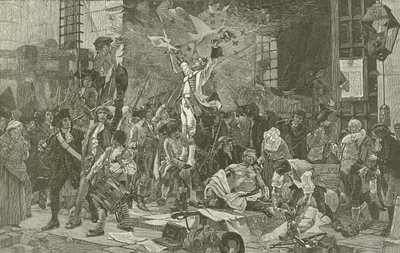 Capture of the Bastille, maleri af Francois Flameng af American School