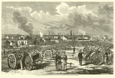 Erobrede konfødererede kanoner foran General Thomass hovedkvarter, november 1863 af American School
