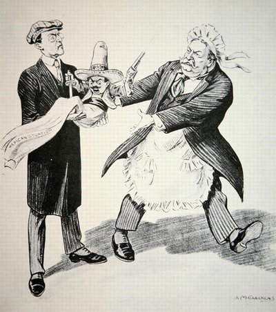 Tegneserie, der skildrer præsident William H. Taft (1857-1930), der overdrager den problematiske 