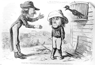 Tegneserie satire over afskaffelsen af slaveriet i Maryland, fra "Frank Leslie
