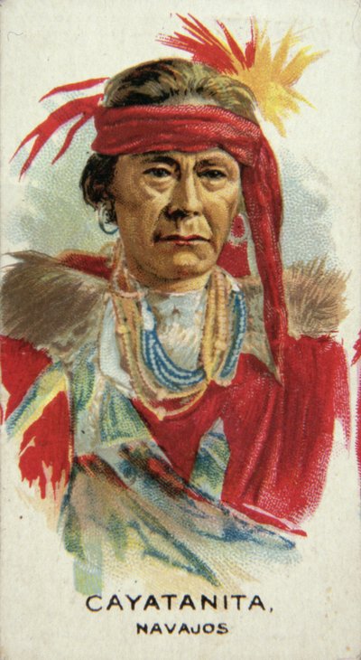 Cayatanita, Navajo-høvding i det 19. århundrede (litho) af American School