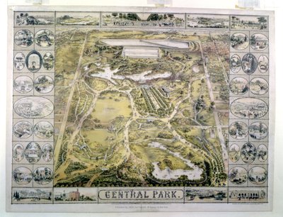 Central Park, Looking North from 59th Street, indgraveret af F. Hepperheimer (fl.1849-79) pub. af John Bachmann, New York, 1863 af American School