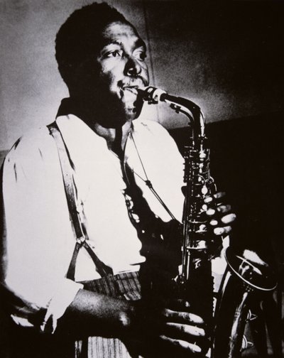 Charlie Parker (1920-55) (s/h-billede) af American School
