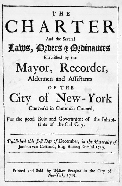Charter of the City of New York, 1719 (tryk) af American School