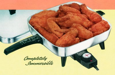 Kyllingstegning i en retro elektrisk pande af American School