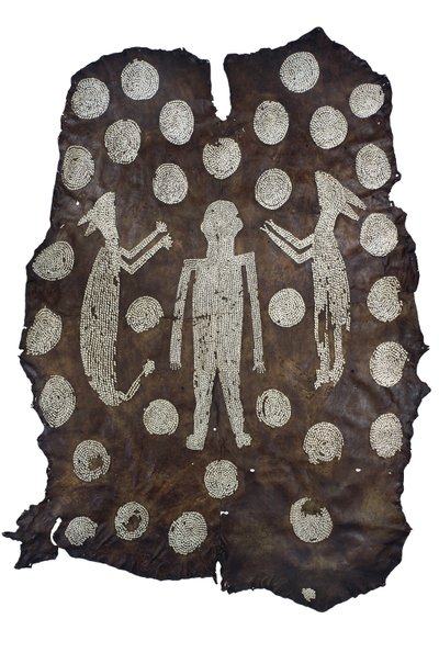 Chief Powhatans Mantle, nordamerikansk indianer, fra Virginia, slutningen af det 16.-begyndelsen af det 17. århundrede (hjorteskind med skalmønstre) af American School