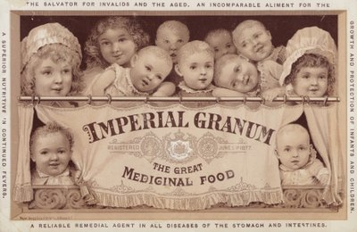 Børn og spædbørn, der reklamerer for Imperial Granum af American School