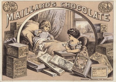 Børn der drikker chokolade, reklame for Maillards Chokolade af American School