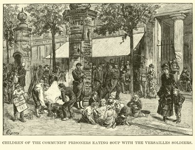 Børn af de kommunistiske fanger spiser suppe med Versailles-soldaterne af American School