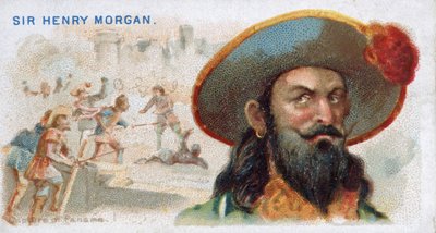 Cigaretkort Sir Henry Morgan, Capture of Panama, fra Pirates of the Spanish Main-serien (N19), pub. 1888 af American School