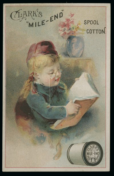 Clarks Mile-End Spool Cotton Trade Card af American School