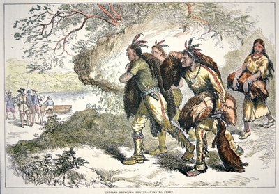 Colonial Fur Traders (farvet gravering) af American School