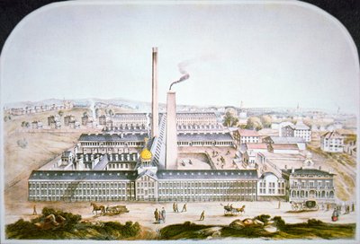 Colts patentskydevåbenfabrik i Hartford, Connecticut af American School