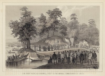 Commodore Perry på sit afskedsbesøg hos de kejserlige kommissærer i Simoda, Japan af American School